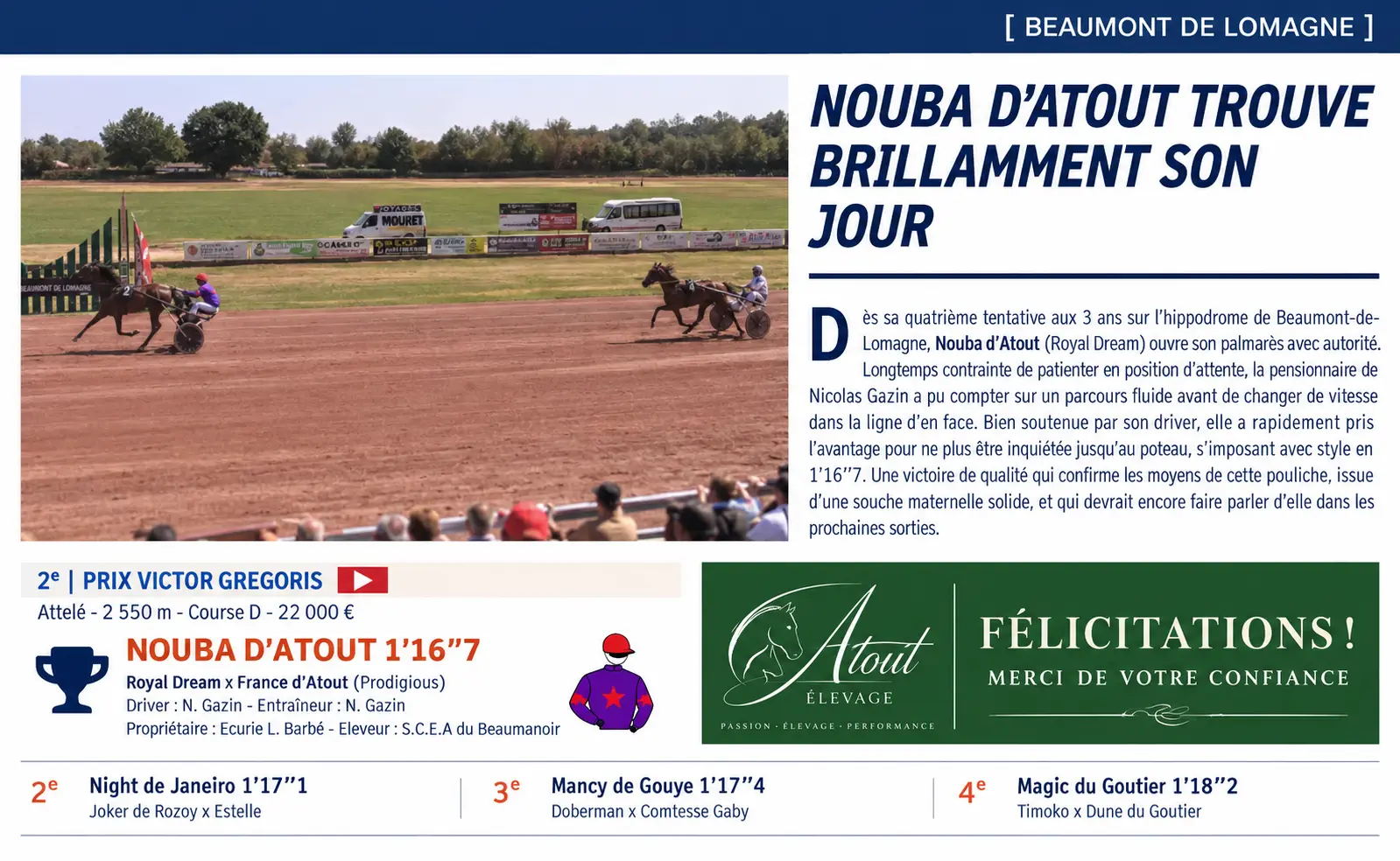 Nouba d&rsquo;Atout , pour le doublé du jour